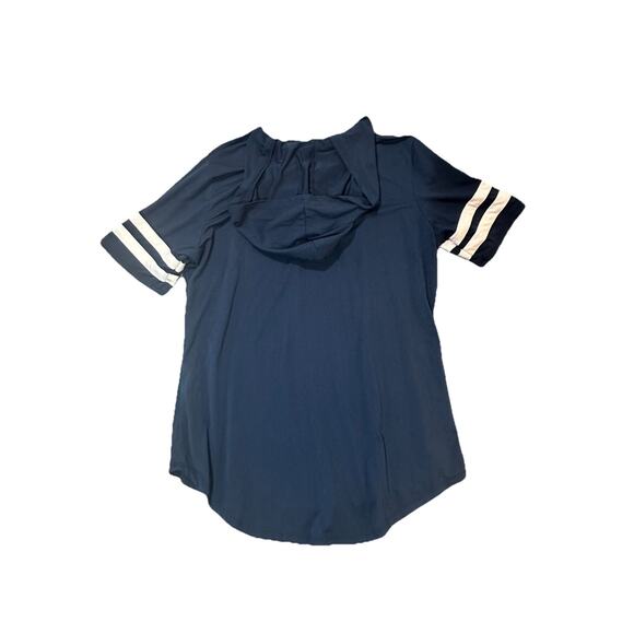 Disney Mickey Mouse Lace-Up Hoodie Tee Navy Juniors XXL Graphic Short Sleeve - Picture 2 of 7